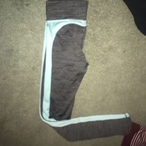 Grey and blue under armor leggings